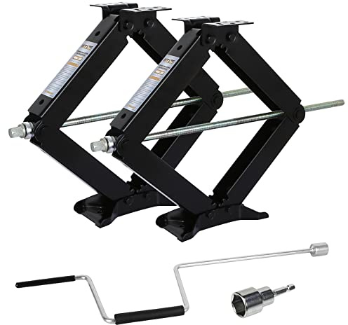 WEIZE Camper RV Trailer Stabilizer Leveling Scissor Jacks with Handle -24- 9000lbs - Set of 2