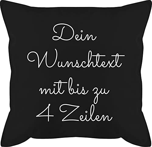 Kissen 50x50 - Aufdruck selbst gestalten - Wunschtext I Geschenk personalisiert - 50 x 50 cm - Schwarz - Kissenbezug selber Baumwolle muttertagskissen personalisierte Bedruckt männerkissen