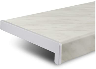 TJ Fensterbank Innen Kunststoff Marmoroptik / 10 x 80 cm Fensterbank inkl. Seitenabschluss/PVC Fensterbank nach Maß/Fensterbank Innen kratzfest und feuchtigkeitsundurchlässig