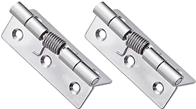 2 bisagras de resorte de apertura automática, bisagras de resorte de acero inoxidable para puertas, bisagras de apertura automática para uso interno en residencias(75 × 49 × 2 mm)