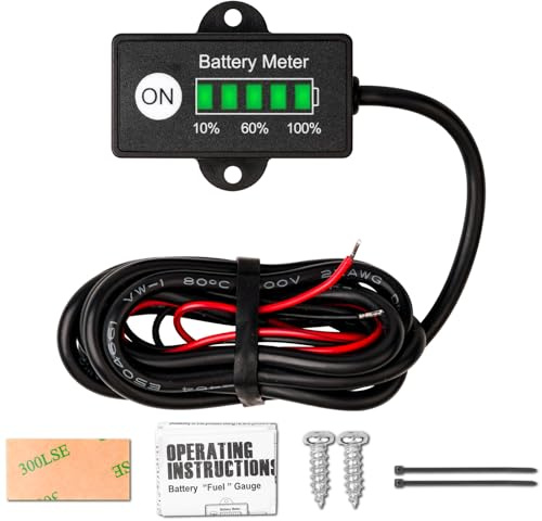 NInE-ROnG Mini LED Batterieanzeige DC 12 / 24V Batterie Kraftstoffanzeigen für Golfwagen,Gabelstapler und Batteriebetriebene Geräte (LIFe PO4)