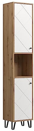 trendteam smart living - Touch - Hochschrank - Artisan Eiche/Weiß - 4 geschlossene und 1 offenes Fach - (BxHxT) 36 x 191 x 29 cm - 2 Einlegeböden - kratzfest