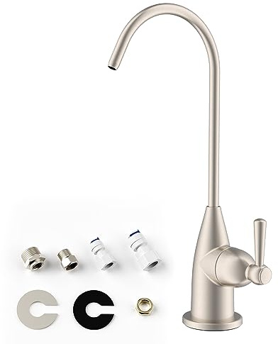 Hibbent Drinking Water Faucet for Bar and Kitchen Sink, Stainless Steel Reverse Osmosis RO Faucet for Under-Sink Filtration System, Brushed Nickel Finish