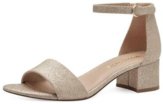 Tamaris Damen Sandalen mit Absatz Vegan Blockabsatz; LIGHT GOLD COMBINED/metallic; 37