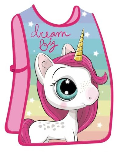 lau-fashion Malschürze Kinder Malmantel Malkittel Motiv Einhorn Schule Basteln Kunstunterricht 46cm