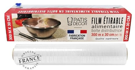 Film étirable alimentaire avec réglette de coupe de Qualité Supérieure 300 x 0,30 m