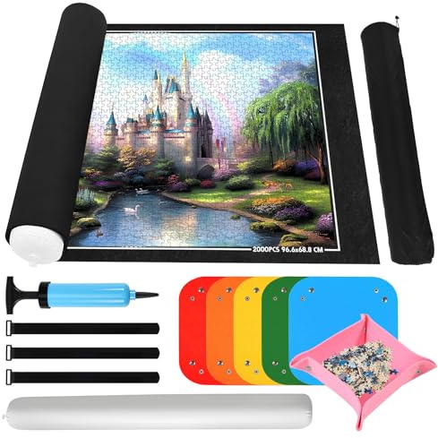 Joycabin Tappetino puzzle portatile per 1000, 1500, 2000 pezzi, tappeto per riporre e trasportare puzzle