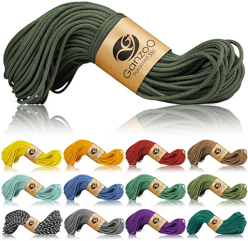 Ganzoo Paracord 350 Seil, Nylon Polyester, 2,5mm, Typ 1, 30m Outdoor Schnur, Allzweckseil, Takelung für Armband, Hundehalsband, Hundeleine Knüpfen, Camping Survival