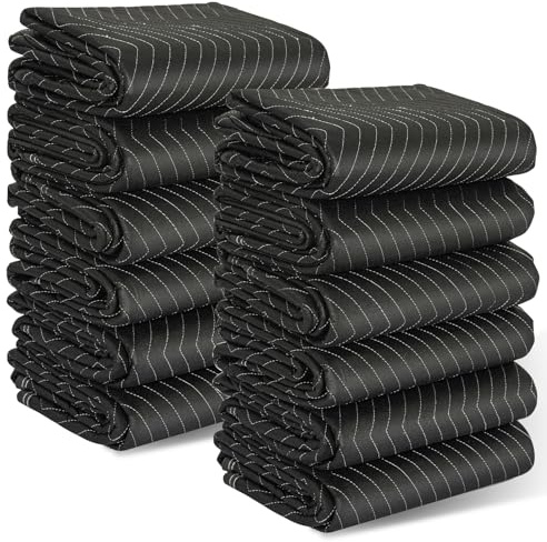 AKOZLIN Lot de 12 Couvertures de Déménagement, 182,9 x 101,6 cm, Noir