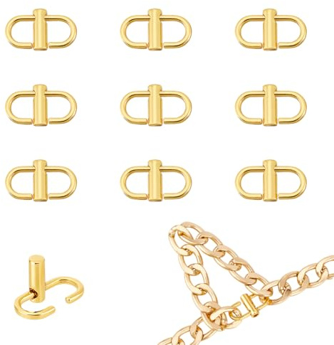 UNICRAFTALE 10 Stück Verstellbare Clip Schnallen Taschenkettenriemen Hellgoldene Taschenkette Kürzungsverschluss Kettenglied Reparaturverbinder Für Austausch Verwendung von Taschenzubehör