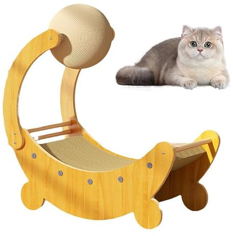 Skeadex Katzenkratzbrett, 3-in-1 Sisal Kratzbrett Sisalbett und Brett Zum Kratzen mit Katzenkratzball, Gebogener Kratzbretter Katze Abriebfestes Katzenkratz Kratzteppich Kratzmatte für Innen (A)