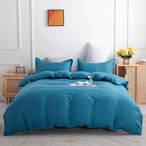 Highdi Set di Biancheria da Letto Matrimoniale 4 Pezzi Microfibra Set Copripiumino Singolo Doppio con Chiusura a Zip, 1 Lenzuolo +1/2 Federe (Grigio-Viola,Letto 2,0 m 200x230cm)
