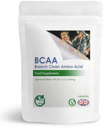 100 x BCAA 500mg Capsules - 2:1:1 Branched Chain Amino Acids Protein Pills - Pre Workout Supplement for Energy, Muscles Growth and Repair - Vegan