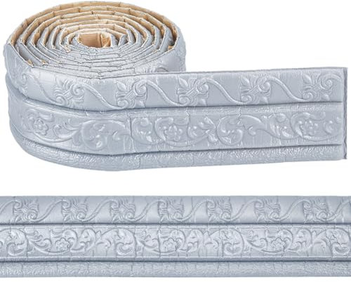 CRASPIRE 90 x 3.15 Pollice Carta da Parati Bordo Parete Modanatura Staccare e Attaccare Autoadesivo Modello Flessibile 3D Linee di Bordatura Parete Battiscopa in Schiuma Base Modanatura Rifinitura