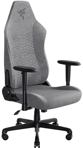 Razer Iskur V2 X - Basic gaming chair with integrated lumbar support (high-density moulded foam cushions, 2D armrests, soft fabric) Grey