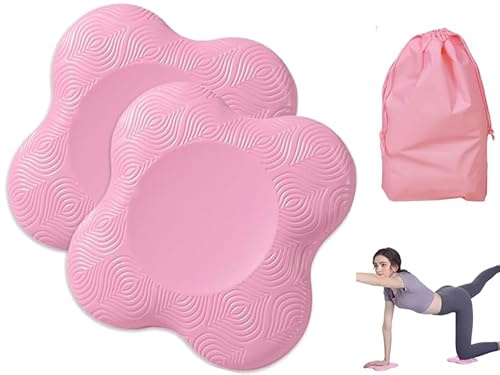 Abiyou Kniekissen Yoga, 2 Stück Rutschfest Yoga Knie Pad, Rutschfest Knieschoner Matte, yoga Knie Pad, yogä Zubehör, Knieschoner Matte Set Senden Drawstring Aufbewahrungstasche, für Pilates(Rosa)
