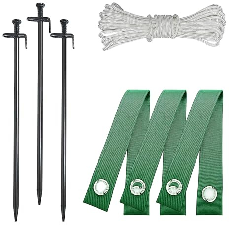 FANEAMADE Kit per raddrizzare l'albero in acciaio resistente, kit di picchettamento per alberi, cinghie di supporto per alberi e cinghie oscillanti per picchettamento, alberi giovani e pendenti, vento