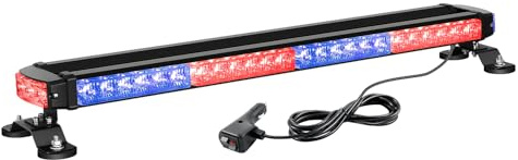 Willpower 26 30 Leds Magnética Barra LED, Luz Estroboscópica 12V 24V | Azul Rojo, Faro Baliza de Advertencia de Emergencia, Antiniebla Para Tractor Camión Coche ATV 4x4 Todoterreno Vehículo