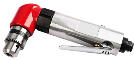LeTkingok Perceuse Pneumatique à Angle Droit, Perforatrice Pneumatique Portative 1800 tr/min avec Mandrin à Trois Mâchoires de 1,5 à 10 mm