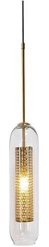 American Village Style Gold Ellipse Long Iron Pendant Lights Adjustable Glass Material Chandelier with E14 Light Source,Modern