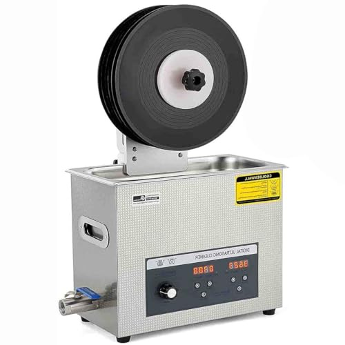 Pulitore ad ultrasuoni per dischi in vinile, 6 l, con comandi digitali, temporizzazione e riscaldamento, rotazione automatica su entrambi i lati, per gioielli, occhiali, orologi, strumenti