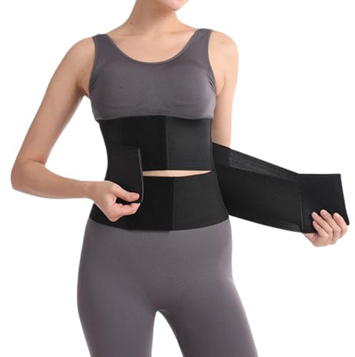 Adjustable Back Support Workout Belly Band Postpartum Belly Wrap Waist Trimmer Sweat Belt Tummy Girdle Corset Body Shaper Slimming Body Shaper Workout Sports Girdles Band for Women Men (S)