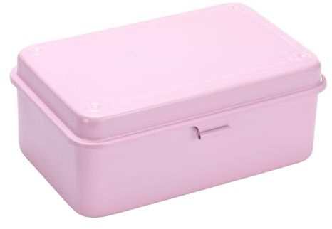sourcing map Portable Steel Tool Box, 7.5 x 4.7 x 2.4 with Metal Latch Trunk Tool Storage Box Metal Organizer Mountain Toolbox for Garage Warehouse Workshop Household, Pink