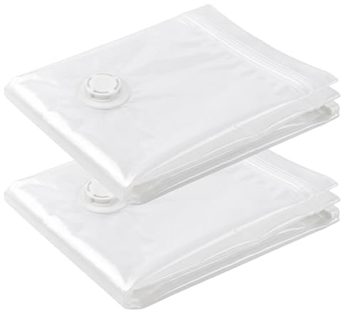 2 Pack Large Vacuum Storage Bags, 100 x 80 cm Vacuum Bags for Travel, White | Reusable Vacuum Storage Bags Large Capacity, Double Zip Airtight Vacuum Bags for Duvets Clothes Large Items, Save 80% Space