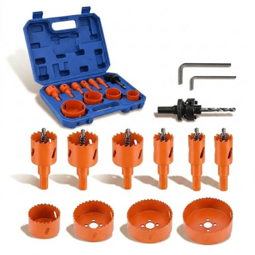 13PCS 16-75mm Hole Saw Set with Arbor for Wood & Metal | 13 Common Sizes Included, Multi-Material Cutting, Sharp Cutting Teeth, Complete Accessories, Ideal for DIY Projects