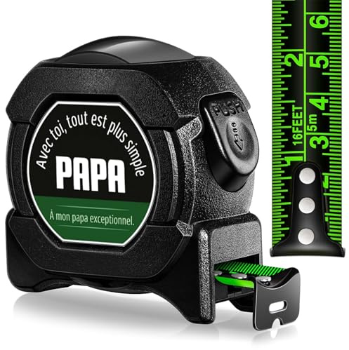 Formemory Cadeau Fete des Peres, Metre Ruban 7.5m pour Papa, Cadeau Fête des Pères Original Mètre Ruban avec PAPA Dessus, Cadeaux Fêtes des Pères Anniversaire pour Papa