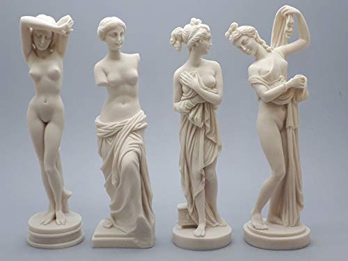 Set 4 Göttin Aphrodite Venus Griechisch römische Nude erotische Statue Cast Alabaster