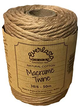 50M Spools - Everlasto Single Twist Soft Cotton Coloured Macrame Craft Twine 38/6 (4mm approx) (Apricot)