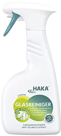 HAKA Glasreiniger Spray, 500 ml, Universal Glas & Flächen Reinigungsmittel, streifenfreier Glanz, gegen Fingerabdrücke, ohne Silikone & Mikroplastik, vegan, umweltfreundlich