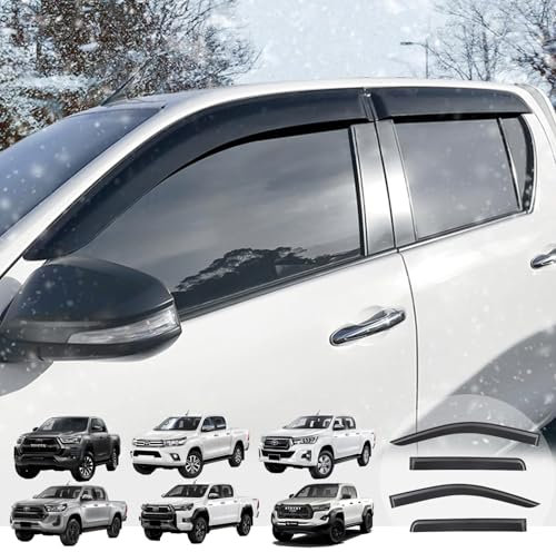 JHCHAN For Toyota Hilux Accessories Wind Deflectors - Hilux Revo 2016-2025 MK8 MK9 Invincible/Invincible X/GR Sport/Icon/Active 4-doors Sun Rain Guards Car Window Shields Protector 4PCS