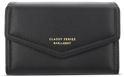 FORRICA Femmes Portefeuille Court Porte Monnaie Elégant Pochette Dames Fermeture Éclair Poche à Monnaie Porte Cartes PU Cuir Portefeuilles avec Boîte Cadeau Noir