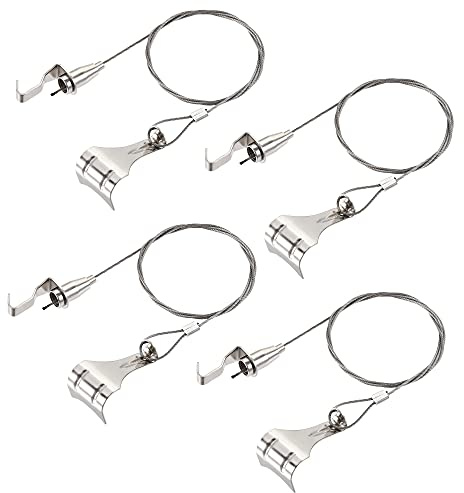 sourcing map Picture Hanging Wire Kit, 4Set 1M Hanging Wire with Large S-Hook for Home Picture Art Gallery Picture Display Kit, Load 66 Lbs