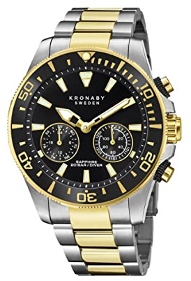 KRONABY Uhr Smart Herren Hybrid aus Edelstahl 316l | Analog-Smartwatch, Wasserdicht 20 ATM S3779/2, Musiksteuerung, Schrittzähler, Anrufbenachrichtigung und -ablehnung, Diver