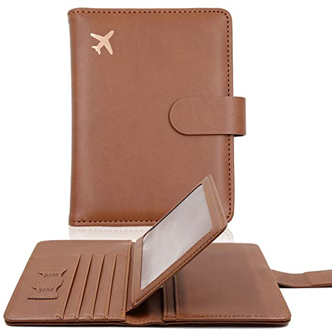 Melsbrinna RFID - Soporte para Pasaporte para Mujeres y Hombres, Bonita Cartera para Pasaporte con Ranuras para Tarjetas de Bloqueo RFID, Funda para Pasaporte RFID, Cartera de Viaje, Soporte para