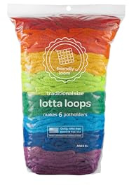 Friendly Loom Quality Cotton Weaving Loops in Rainbow Colors – 7” Traditional Size | Weave 6 Functional Potholders | Made in the USA