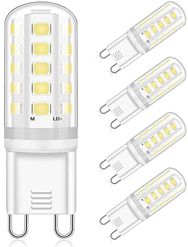 Eco.Luma Lampadine LED G9 5W Equivalente 40W Lampada Alogena, Bianco Freddo 6000K, AC220-240V Non Dimmerabile Nessun Sfarfallio G9 LED Lampade, Angolo del Fascio 360° LED Lampadina, Confezione da 4