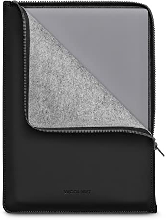 Woolnut Matte PU Folio Zipper Sleeve Case Hülle Tasche für for 14 Zoll MacBook Pro / 13 Zoll MacBook Pro & Air - Schwarz