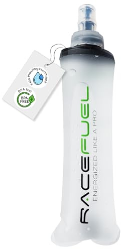RACEFUEL Soft Flask 250ml – Faltbare Trinkflasche inkl. Energy Gel Rezept (QR-Code) – BPA-frei & leicht – Ideal für Laufweste, Marathon, Triathlon & Radsport (1 Stück, 250ml)