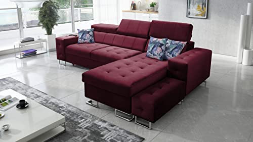 All4All Ecksofa mit Schlaffunktion Hugo I - 295x183 cm - Sofa mit Bettkasten - Schlafsofa L-Form - Eckcouch - Couch - Bett - Wohnzimmer - Magic Velvet 2229- Seite Rechts 26