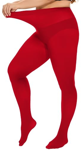 DUCMODA Curvy strumpbyxor för kvinnor stora storlekar semi ogenomskinliga strumpbyxor oversize 10 färger, XL, XXL, 3XL, 4XL, röd, XL plus size