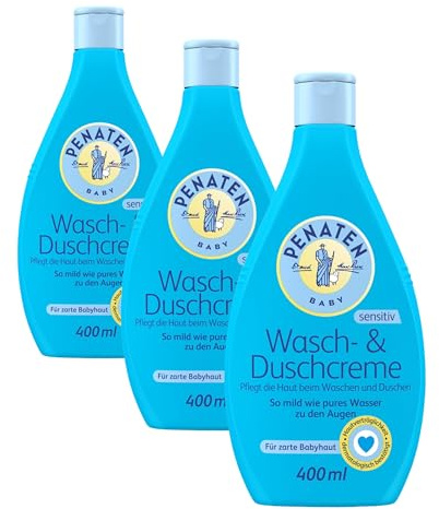 Penaten Wasch- & Duschcreme, mildes Baby Waschgel zur sanften Reinigung und Pflege für zarte Babyhaut, 400 ml (Packung mit 3)