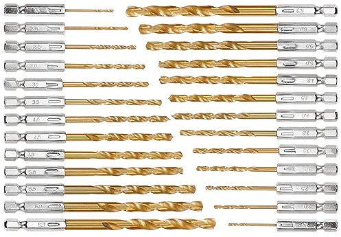 Set di 26 punte esagonali, punta da 1,5 – 6,5 mm, con codolo esagonale, cambio rapido, codolo esagonale per metallo, accessori trapano a percussione