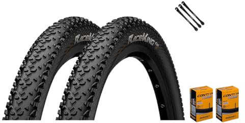 2er Set Continental Fahrradreifen Race King 29 Zoll (50-622)+ AV DV SV Schlauch und 3 Metall Reifenheber E Bike (29x2,00 Zoll (50-622), DV-Ventil Schläuche)