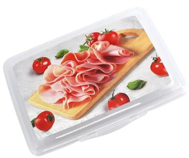 Solagua Táper Recipiente de plástico para Alimentos, Tupper Porta Embutidos, Fiambrera para Londeados y Conservación embutidos, Apilable y Reutilizable, Color transparente, Libre de BPA (Pack 6)