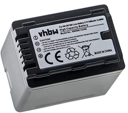 vhbw 1x batteria sostituisce Panasonic VW-VBT380, VW-VBT190 per videocamera camcorder (3400mAh, 3,6V, Li-Ion) con infochip