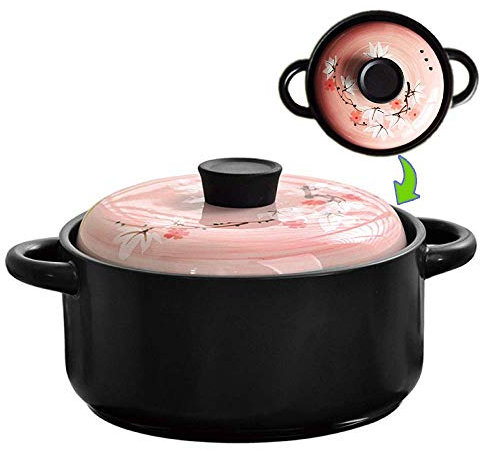 Casseruola Rotonda In Ceramica, Pentola In Terracotta Con Coperchio, Fornello Per Forno Pentola Per Zuppa Coreana Bibimbap Pentola Per Stufato Padella